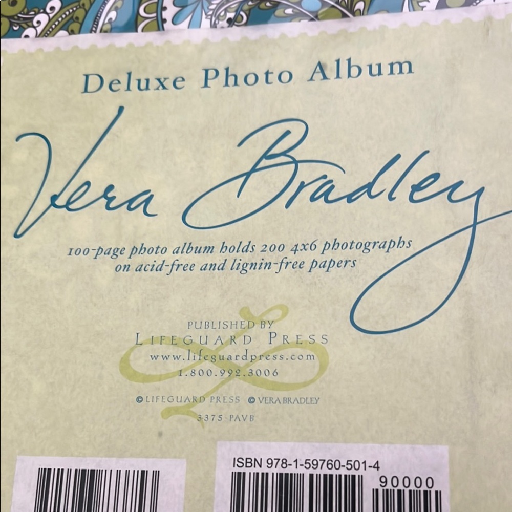 Very Bradley photo Album- Green Teal Paisley with White Bow NEW - Picture 4 of 7